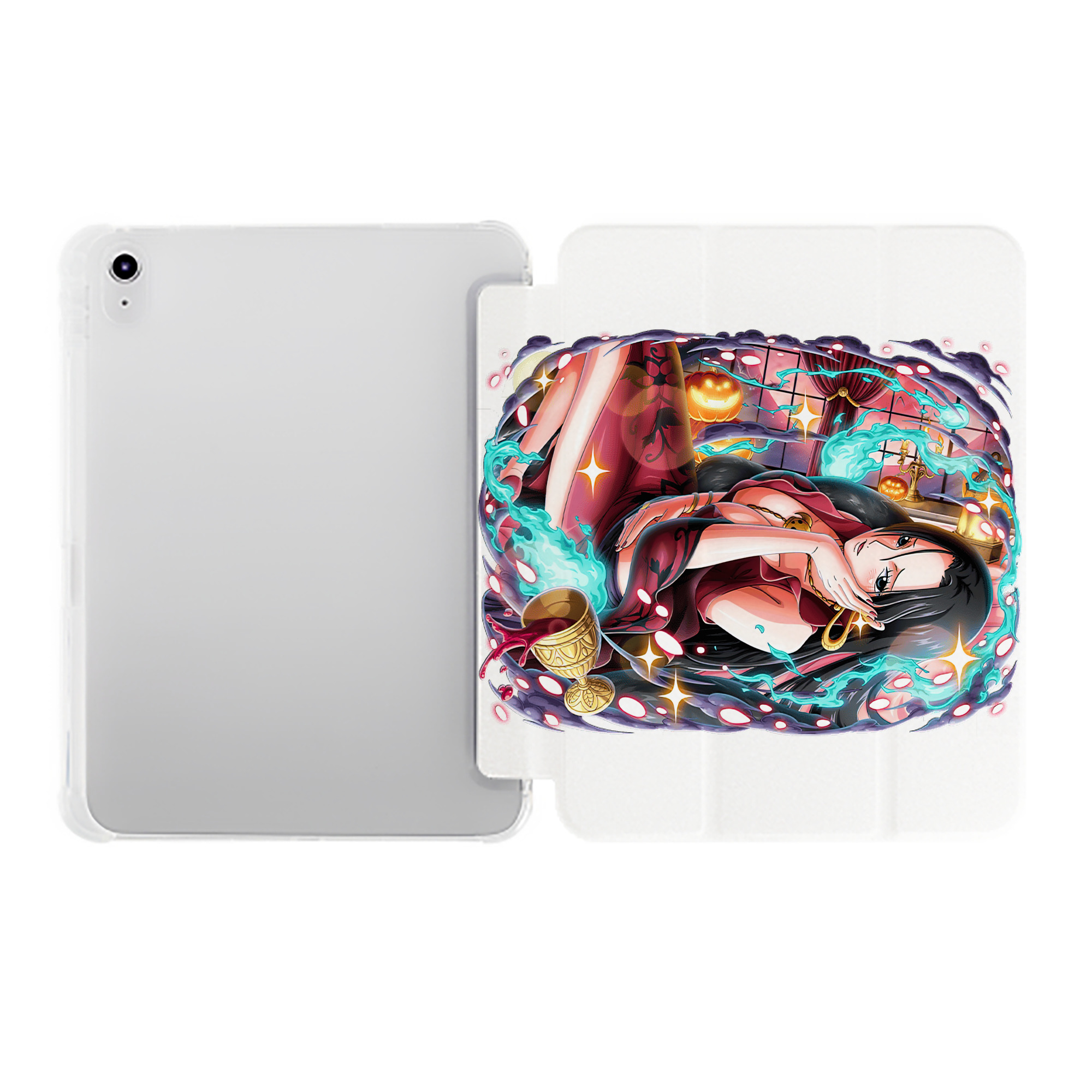 （画像用） ワンピース ボア・ハンコック ONE PIECE Boa·Hancock IPad ケース ペン収納付き 三つ折りスタンド PUレザー×シリコン 対応機種9.5/10.5/10.9インチ